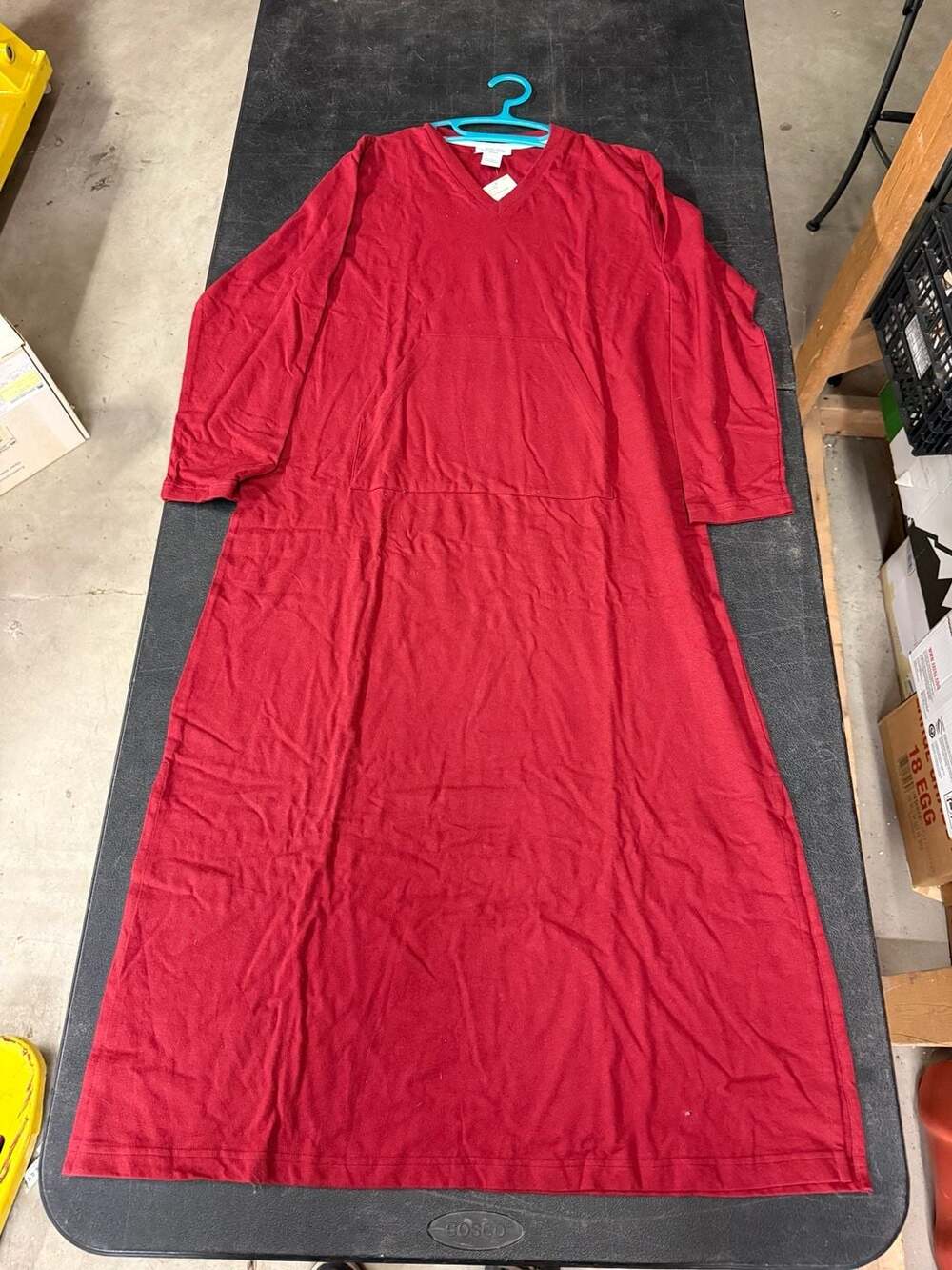 Amelia's Collection Casual Long Sleeve V-Neck Lounger Dress in Burnt Rose